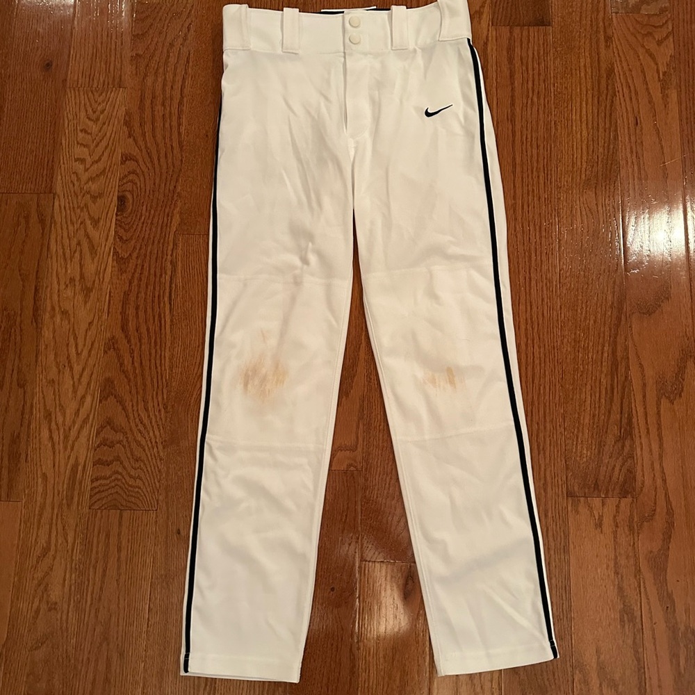 Nike white baseball pants youth medium small dirt stains on knees